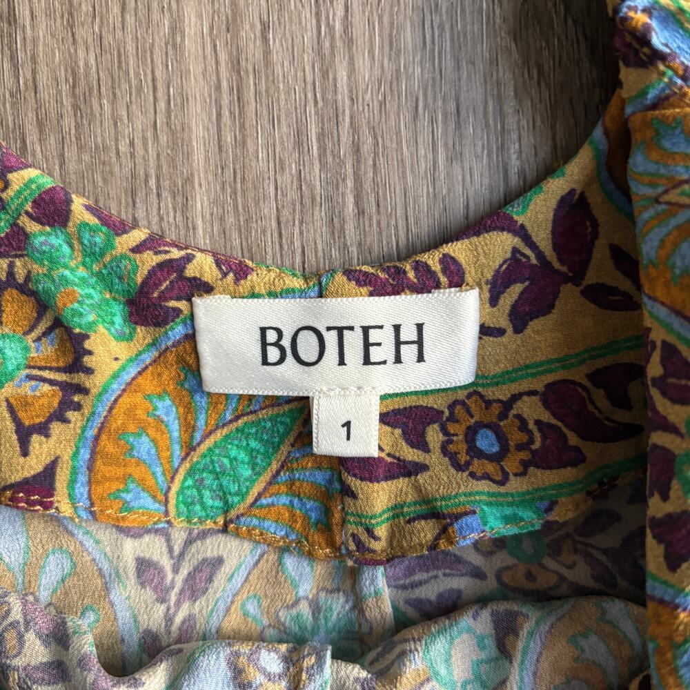 Free People x Boteh Celil Silk Tie Shoulder Paisley Midi Dress 1​ - Picture 4 of 10